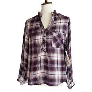 Ash & Ember Adam Delmar Casual Pullover Plaid Blouse Top